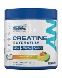 Applied Nutrition Creatine + Hydration Citrus Burst 360g tub with electrolytes and vitamin blend