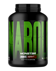 Anabolix MONST3R Chocolate Truffle 2.24kg high calorie mass gainer in black tub with green front label