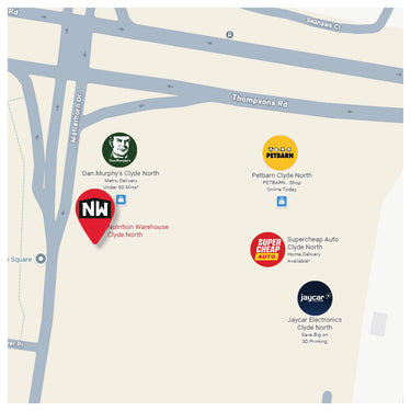 Location of Nutrition Warehouse Clyde North on a map.