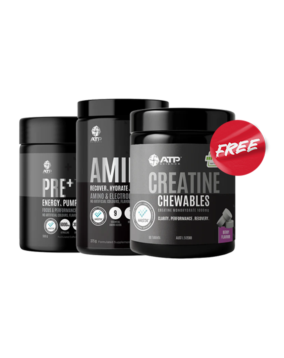 FREE Creatine Chewables (Berry) when you buy Pre+ & Amino+ for $99 by ATP Science Feature Image