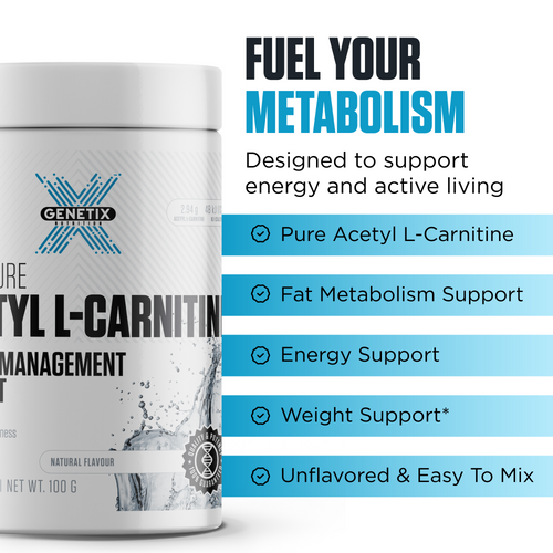 100% Pure Acetyl L-Carnitine by Genetix Nutrition Essentials - Nutrition Warehouse 100% Pure Acetyl L-Carnitine by Genetix Nutrition Essentials - Nutrition Warehouse