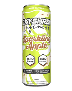 OxyShred Infinity Citrus Paradise 355ml zero caffeine energy drink can with citrus graphics and zero added sugar label