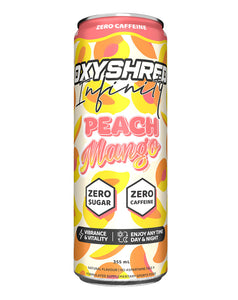 OxyShred Infinity Strawberry Sunrise – 355mL energy drink with zero caffeine and sugar, in a white and pink can