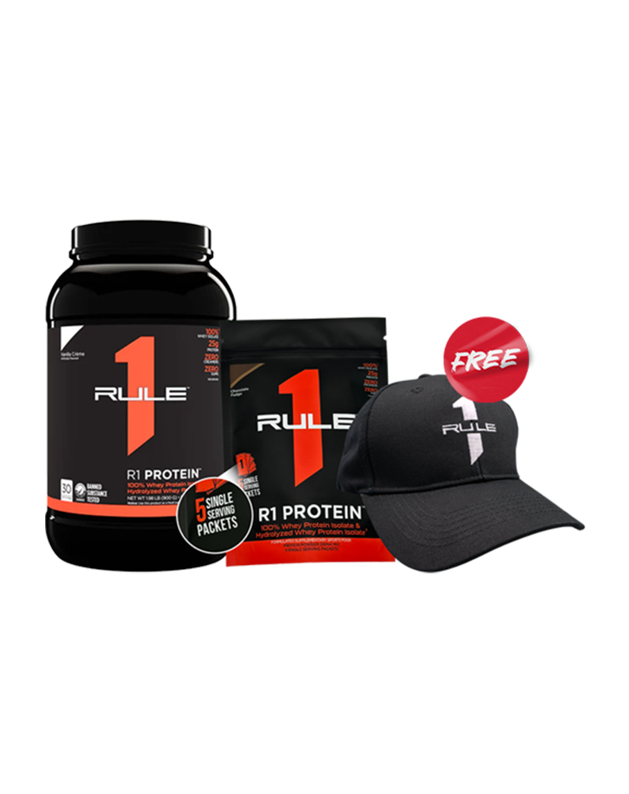 Free WPI Travel Pack & Cap when you buy R1 Protein WPI by Rule 1 Proteins Feature Image